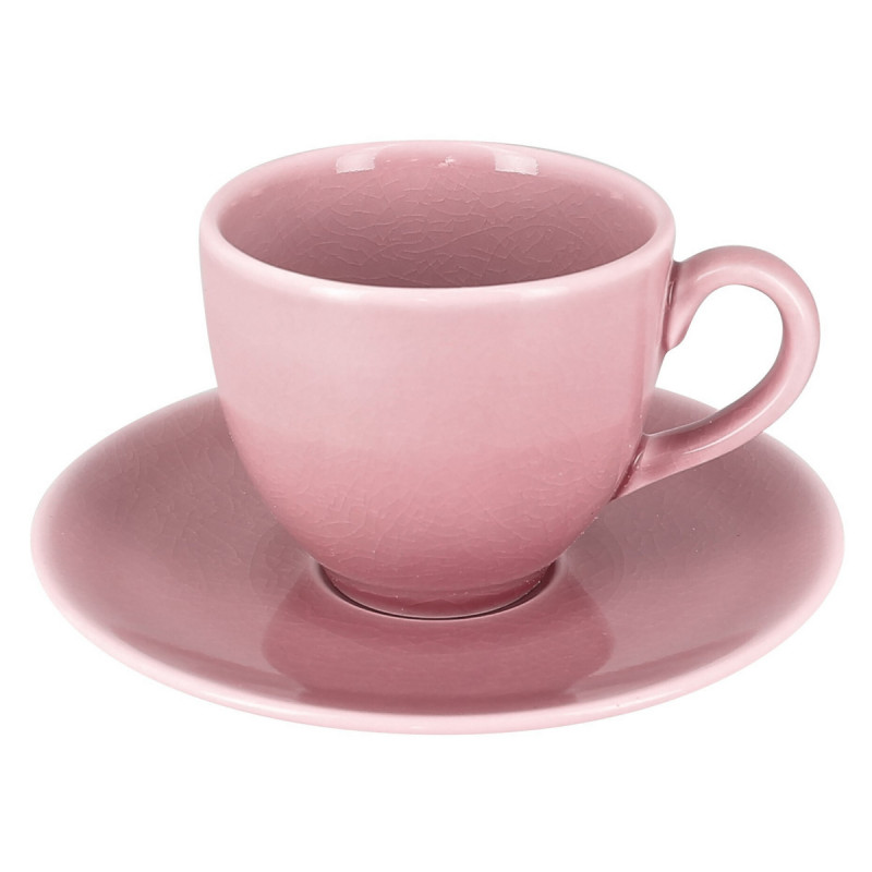 Sous-tasse à expresso rond rose porcelaine vitrifiée Ø 12,5 cm Vintage Rak