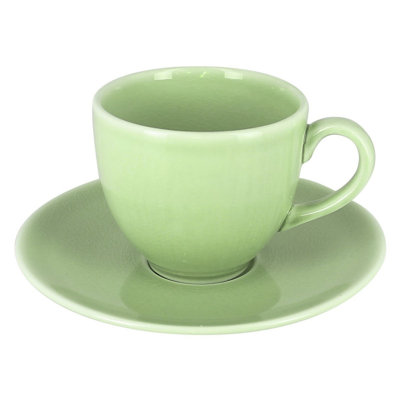 Sous-tasse à déjeuner rond vert porcelaine vitrifiée Ø 17 cm Vintage Rak
