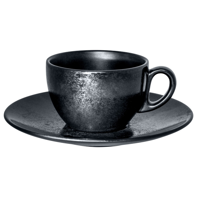 Tasse à thé rond noir porcelaine vitrifiée 23 cl Ø 9 cm Karbon Rak