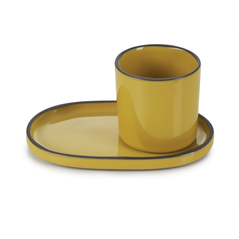 Sous-tasse à expresso ovale jaune porcelaine culinaire 13,5 cm Caractere Revol