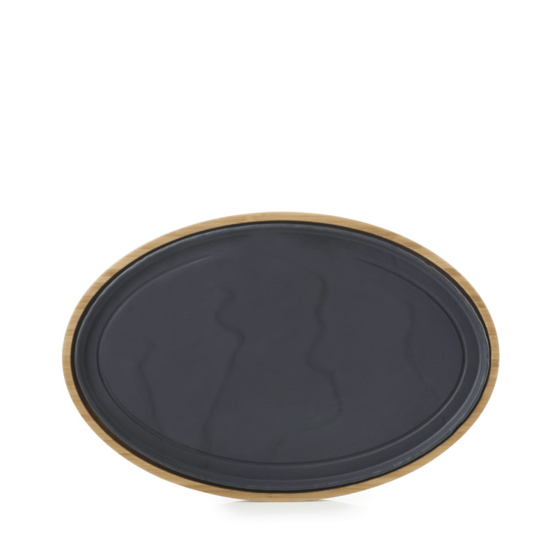 Assiette plate ovale noir porcelaine 35x22,9 cm Basalt Revol