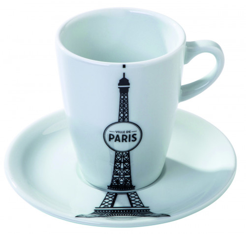 Tasse et sous tasse à déjeuner rond blanc porcelaine 27 cl Ville De Paris Pillivuyt