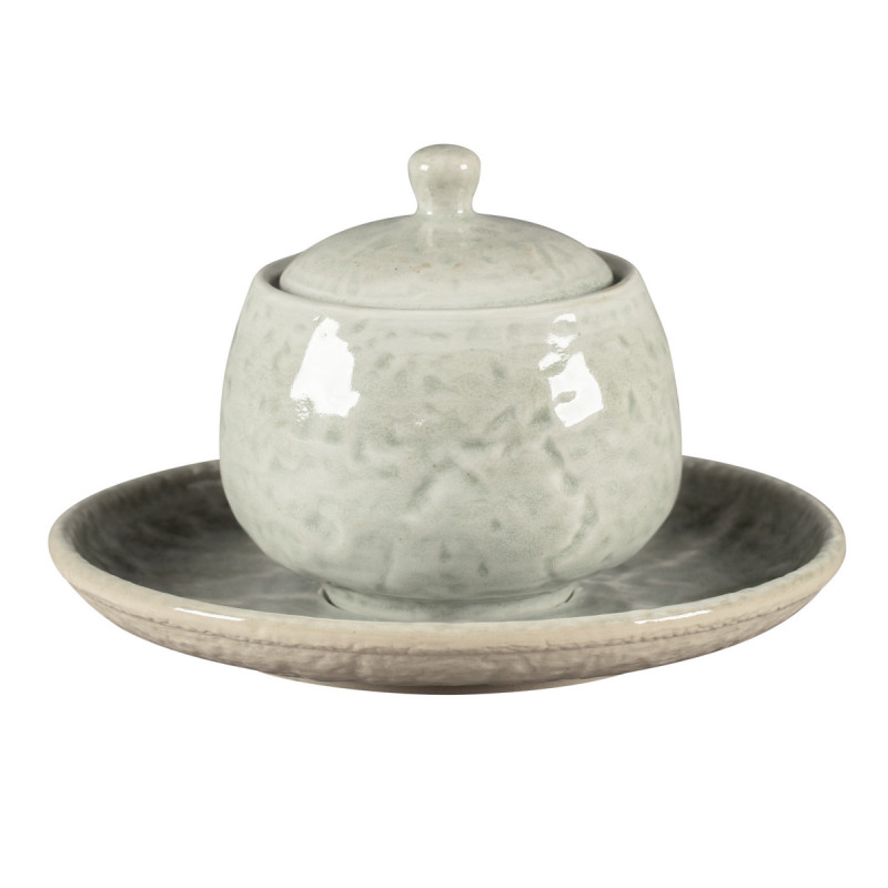 Sucrier avec couvercle rond céladon porcelaine vitrifiée 25 cl Ø 8,8 cm Krush Rak