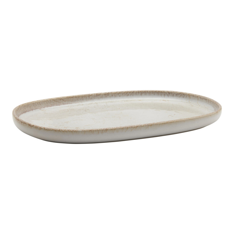 Assiette ovale beige grès émaillé 33x22,5 cm Sand Accolade