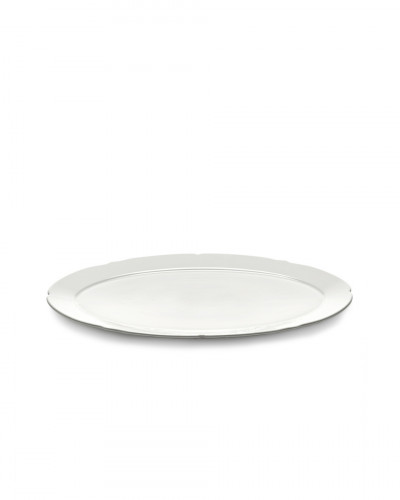 Assiette plate ovale blanc porcelaine 20,6x21 cm Silhouette Serax