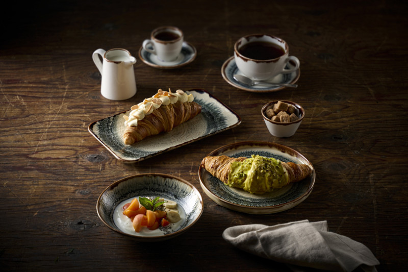Assiette à bord droit rond Linen porcelaine vitrifiée Ø 21 cm Flare Dudson