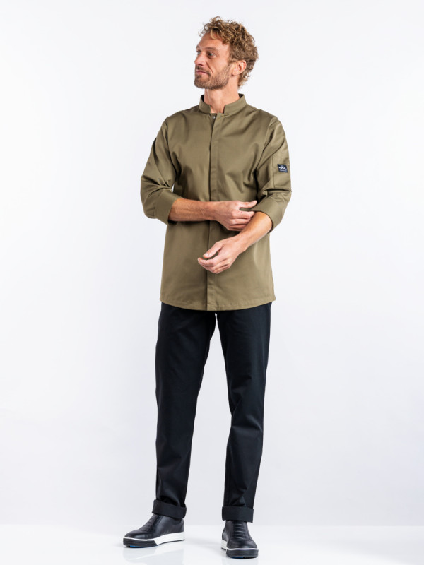 Veste de cuisine manches longues olive XL Sabor Chaud Devant